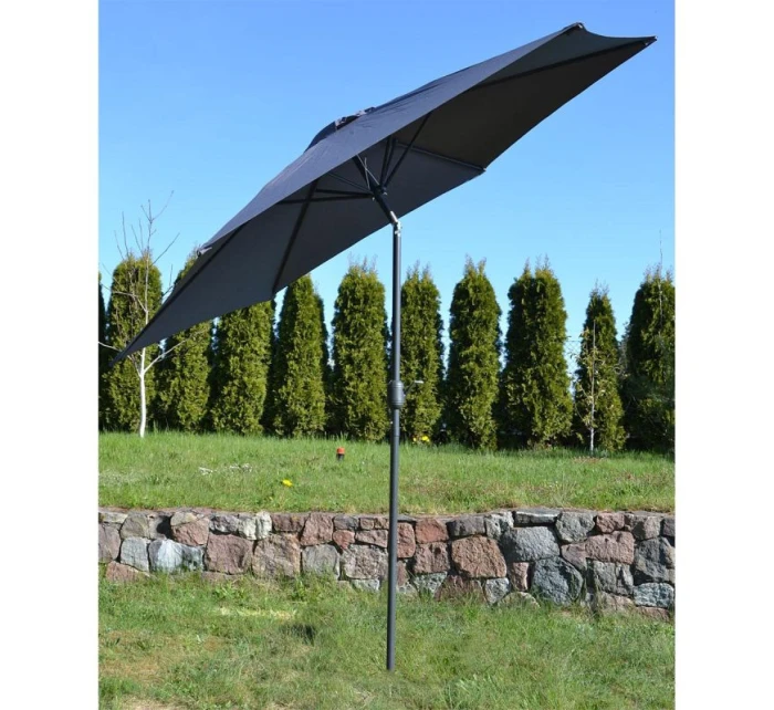 ZAHRADNÍ SLUNEČNÍK 300 CM SKLÁDACÍ ŠEDÝ