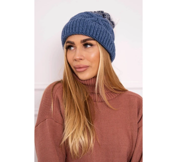 Fleecová čepice Alice K248 denim+white