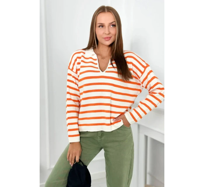 Pruhovaný svetr pomeranč