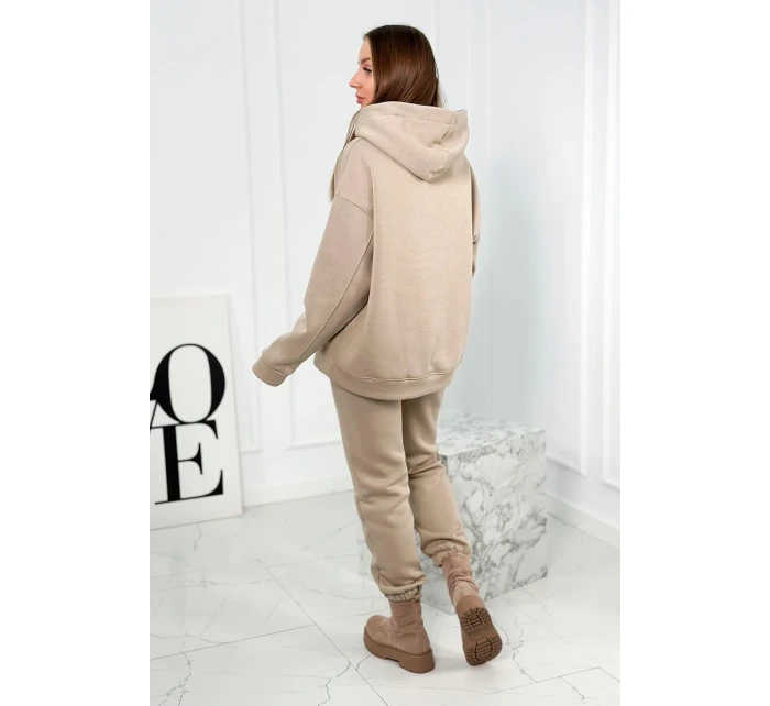 Bavlněná souprava s vyšívaným nápisem Paradise světle béžová Bavlněná souprava s vyšívaným nápisem Paradise světle béžová