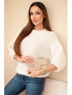 Dámský mohairový svetr s krátkým rukávem ecru