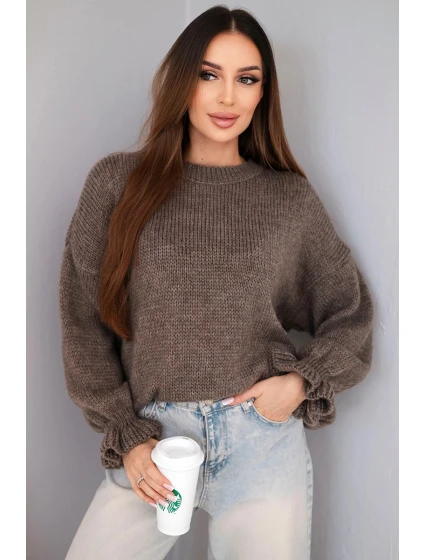Dámský svetr s přídavkem mohairu a vlny v model 21857661 střihu fango - K-Fashion Dámský svetr s přídavkem mohairu a vlny v model 21857661 střihu fango - K-Fashion