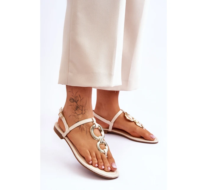 Ploché kožené žabky Béžove Keep model 21620391 - Boto