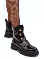 Dámské zateplené boty s ozdobnými knoflíky D&A MR870-51 Černé