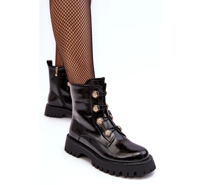 Dámské zateplené boty s ozdobnými knoflíky D&A MR870-51 Černé