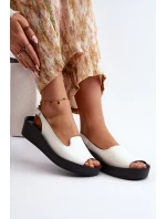 Dámské kožené sandály na tlusté podrážce Zazoo 2893 bílé