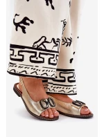 Ploché Sandály S Dekorací Eko Kůže Zlaté Lilria Ploché Sandály S Dekorací Eko Kůže Zlaté Lilria