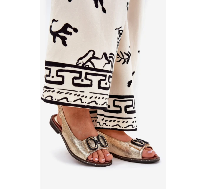 Ploché Sandály S Dekorací Eko Kůže Zlaté Lilria Ploché Sandály S Dekorací Eko Kůže Zlaté Lilria