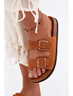 Dámské pantofle s přezkami Camel model 22275142 - Boto Dámské pantofle s přezkami Camel model 22275142 - Boto