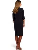 S194 Pletené šaty s výstřihem do V - tmavě modré