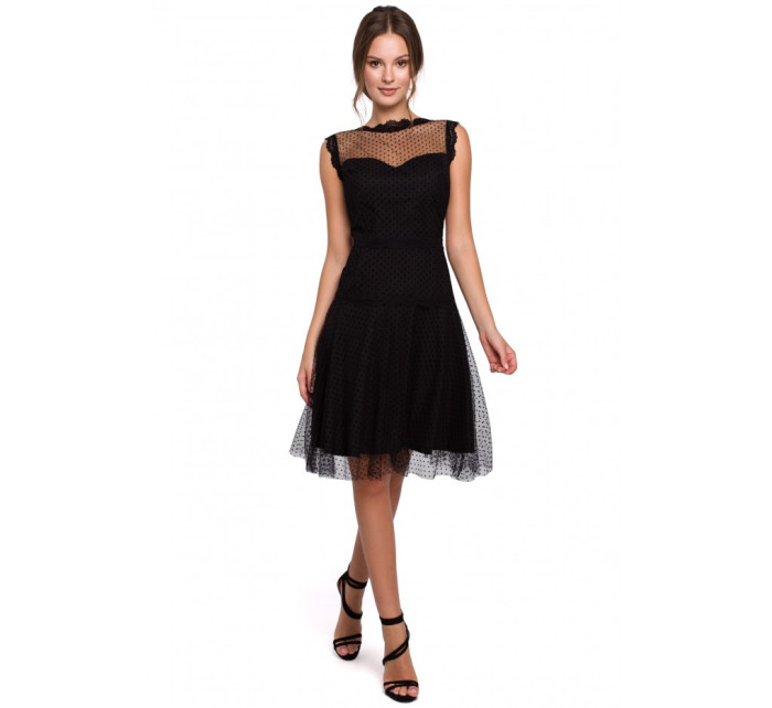 šaty s puntíky černé model 18002490 - Makover
