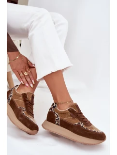 Dámské semišové tenisky Big Star HI-POLY SYSTEM – hnědá panterka