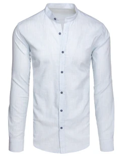 Pánská košile s dlouhým rukávem a stojáčkem modrá FashionStreet DX2661