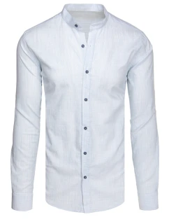 Pánská košile s dlouhým rukávem a stojáčkem modrá FashionStreet DX2661