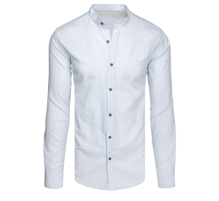 Pánská košile s dlouhým rukávem a stojáčkem modrá FashionStreet DX2661 Pánská košile s dlouhým rukávem a stojáčkem modrá FashionStreet DX2661