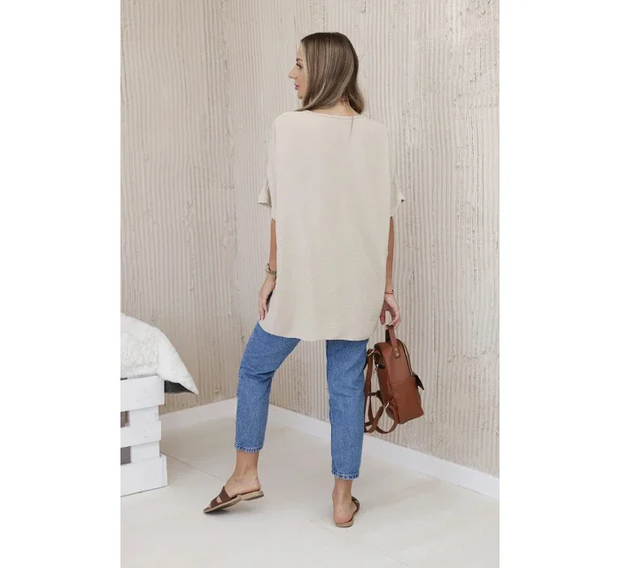 Oversized halenka s přívěskem tmavě béžová Oversized halenka s přívěskem tmavě béžová