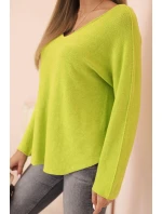Svetr dámský s viskózou a výstřihem do V model 21268103 - K-Fashion