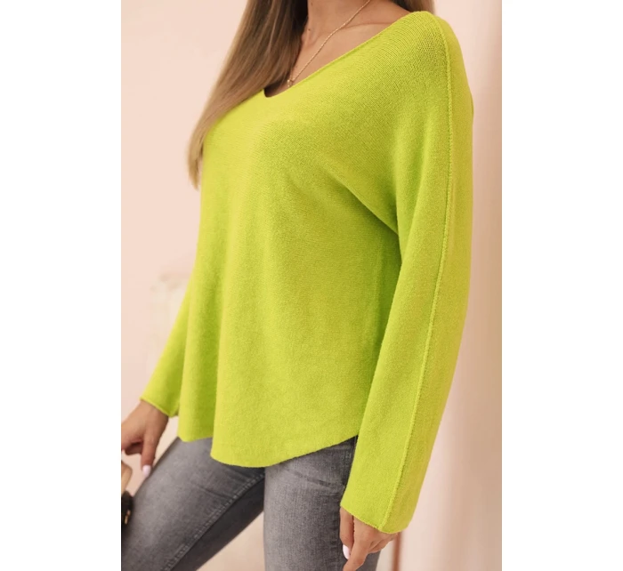 Svetr dámský s viskózou a výstřihem do V model 21268103 - K-Fashion