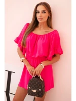 Dámský bavlněný overal bez rukávů s vázáním v pase ecru