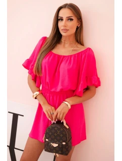 Dámský bavlněný overal bez rukávů s vázáním v pase ecru