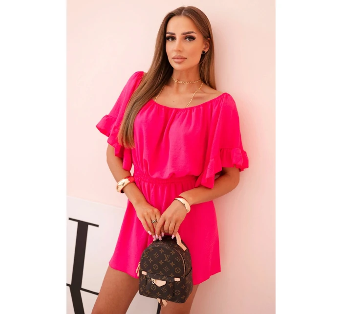 Dámský bavlněný overal bez rukávů s vázáním v pase ecru