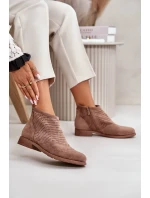 Dámské Kotníkové Boty Na Plochém Podpatku Ažurové Hnědé S.Barski Dámské Kotníkové Boty Na Plochém Podpatku Ažurové Hnědé S.Barski