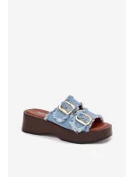 Dámské pantofle na platformě 100-486 Jeans modrá s černou - Joalice Paris Dámské pantofle na platformě 100-486 Jeans modrá s černou - Joalice Paris