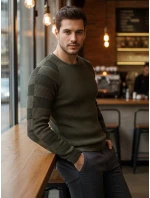 Pánský khaki svetr FashionStreet WX1637 Pánský khaki svetr FashionStreet WX1637