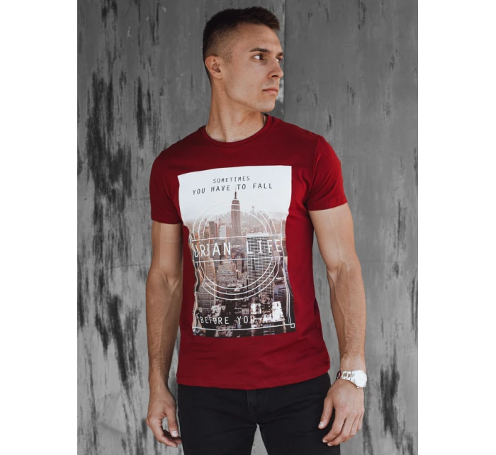 Pánské tričko bordó FashionStreet RX5558