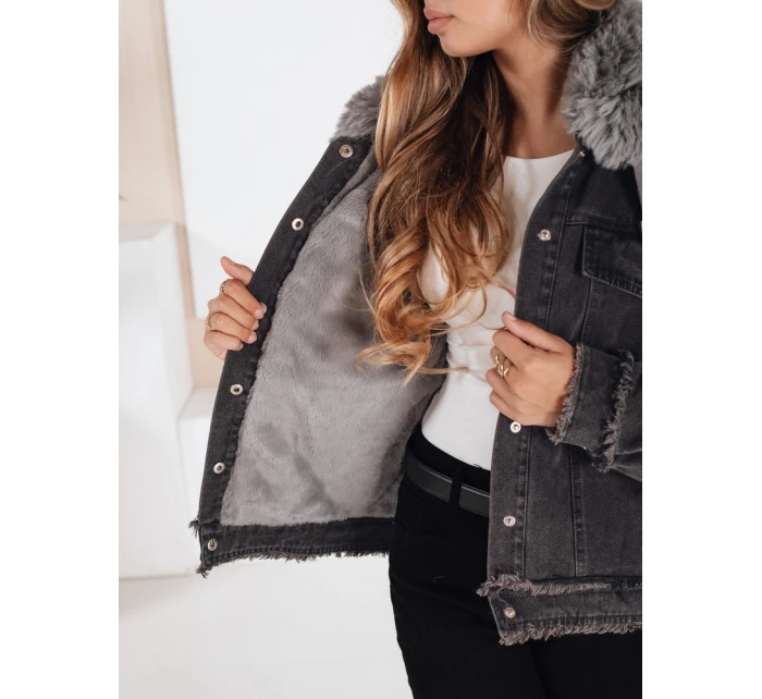 Dámská džínová bunda s kožešinou tmavě šedá Dstreet model 21991812 - FashionStreet Dámská džínová bunda s kožešinou tmavě šedá Dstreet model 21991812 - FashionStreet