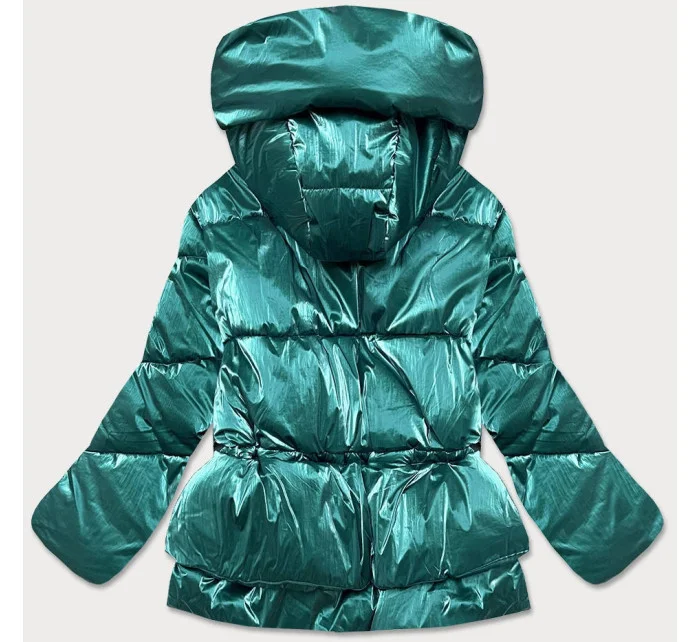 Zelená metalická krátká dámská zimní bunda puffer (omdl-022) Zelená metalická krátká dámská zimní bunda puffer (omdl-022)
