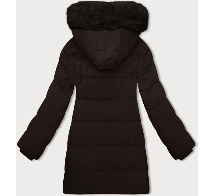 Dámská zimní bunda v čokoládové barvě s kapucí model 21439668 - J.STYLE Dámská zimní bunda v čokoládové barvě s kapucí model 21439668 - J.STYLE