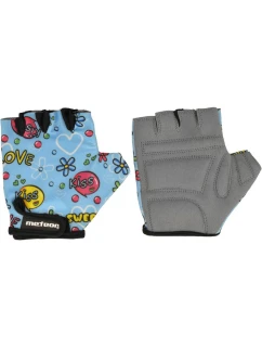 Dětské cyklistické rukavice Junior Kiss Love modré - Meteor