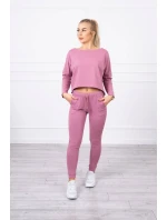 Souprava s oversize blůzou tmavě růžová