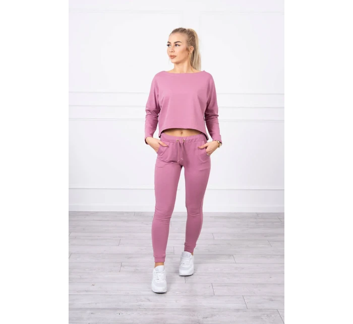 Souprava s oversize blůzou tmavě růžová