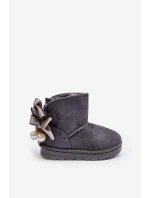 Dětské Teplé Sněhule S mašlí Šedé Snowis Dětské Teplé Sněhule S mašlí Šedé Snowis