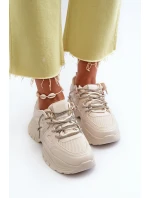 Dámské tenisky na masivní podrážce s ozdobným šněrováním béžové Relissa
