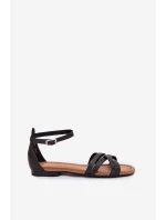 Dámské Kožené Sandály Na Plochém Podpatku Maciejka 07029-01 Černé