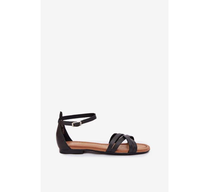 Dámské Kožené Sandály Na Plochém Podpatku Maciejka 07029-01 Černé