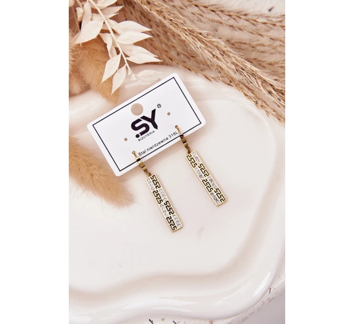 Visací náušnice se zirkony Pozlacená ocel Visací náušnice se zirkony Pozlacená ocel