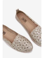 Dámské nazouvací baleríny s květinami zlaté Vennice