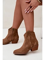Dámské kožené kotníkové boty na podpatku Big Star model 22349472 Camel - Big Star Shoes