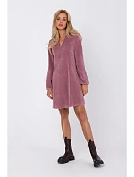 M767 Šaty s výstřihem do V - krepové růžové