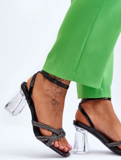 Kožené Sandály Na Průhledné Bar černé Randy