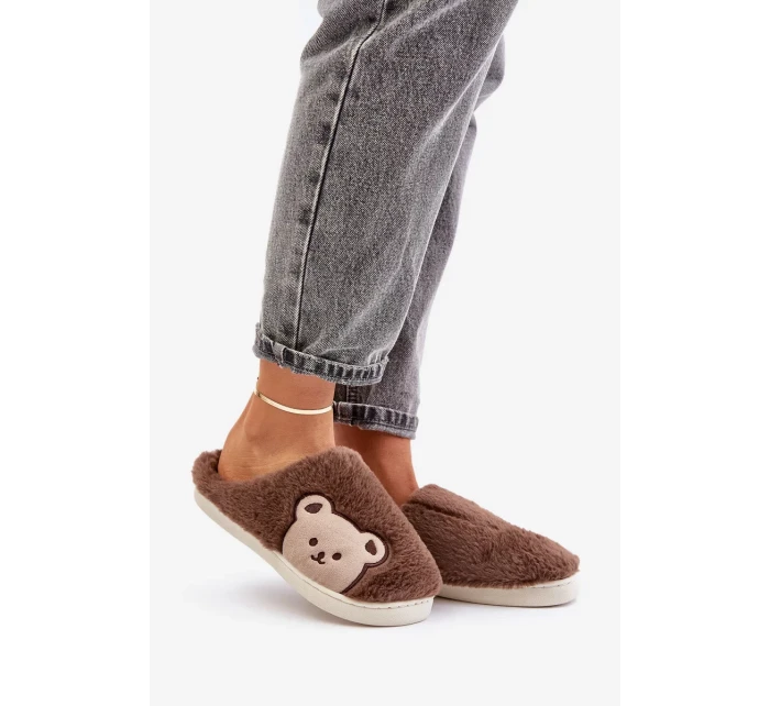 Dámské Chlupaté Pantofle S Medvídkem Hnědé Fiorinella