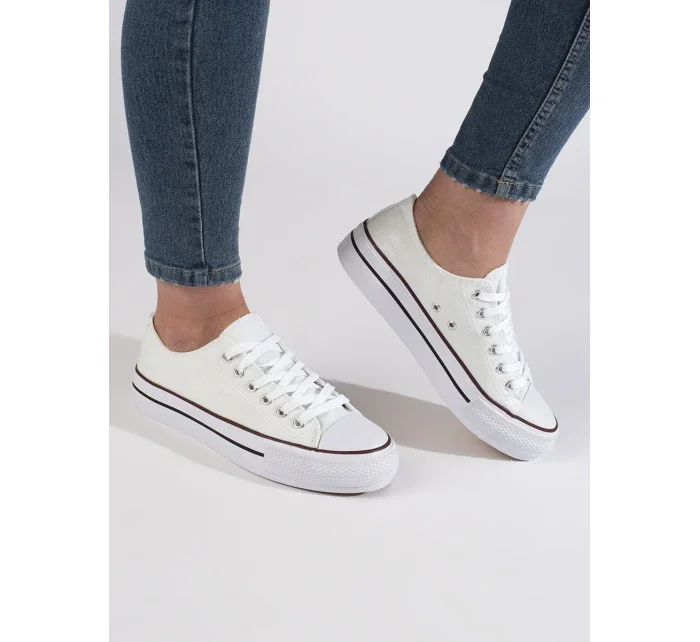 Zajímavé  tenisky bílé dámské bez podpatku