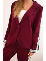 Dámská souprava s viskózou, lampasem a sportovní blůzou švestková