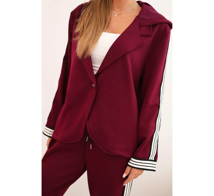 Dámská souprava s viskózou, lampasem a sportovní blůzou švestková