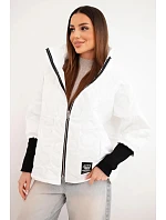 Dámská jarní prošívaná bunda s ozdobným model 22040174 a zipem bílá - K-Fashion