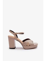 Patentované dámské sandály na vysokém podpatku Béžová D&A Patentované dámské sandály na vysokém podpatku Béžová D&A